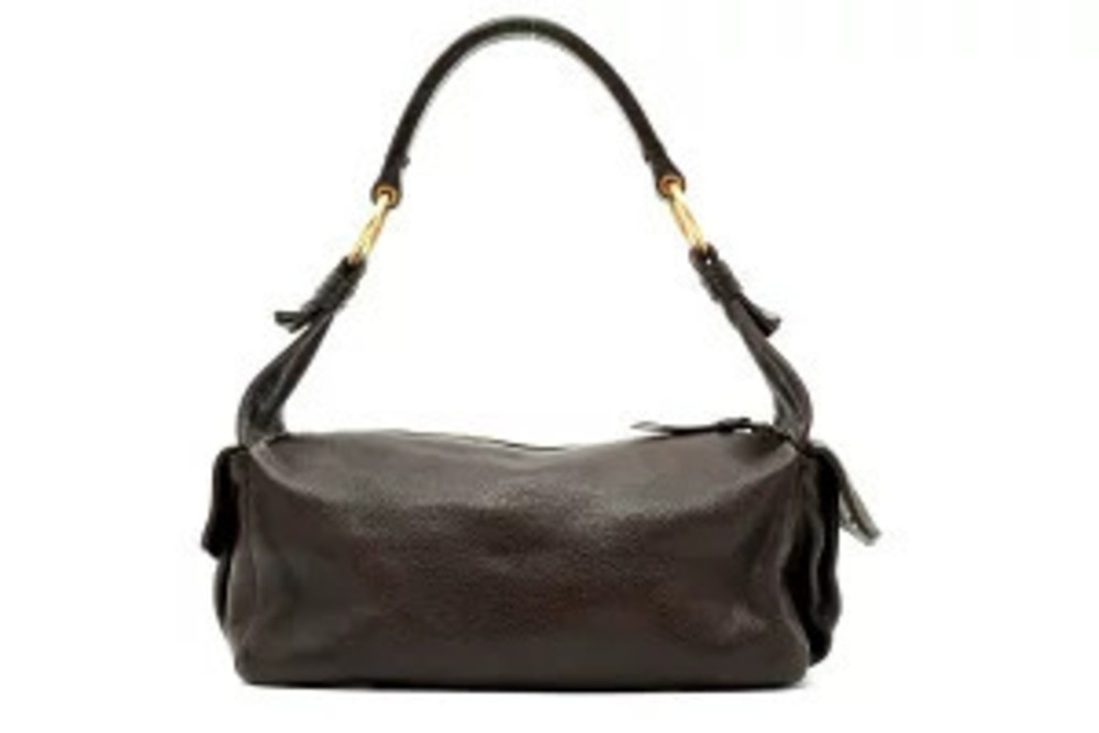 Miu Miu Side Pockets Leather Hobo Shoulder Bag Brown